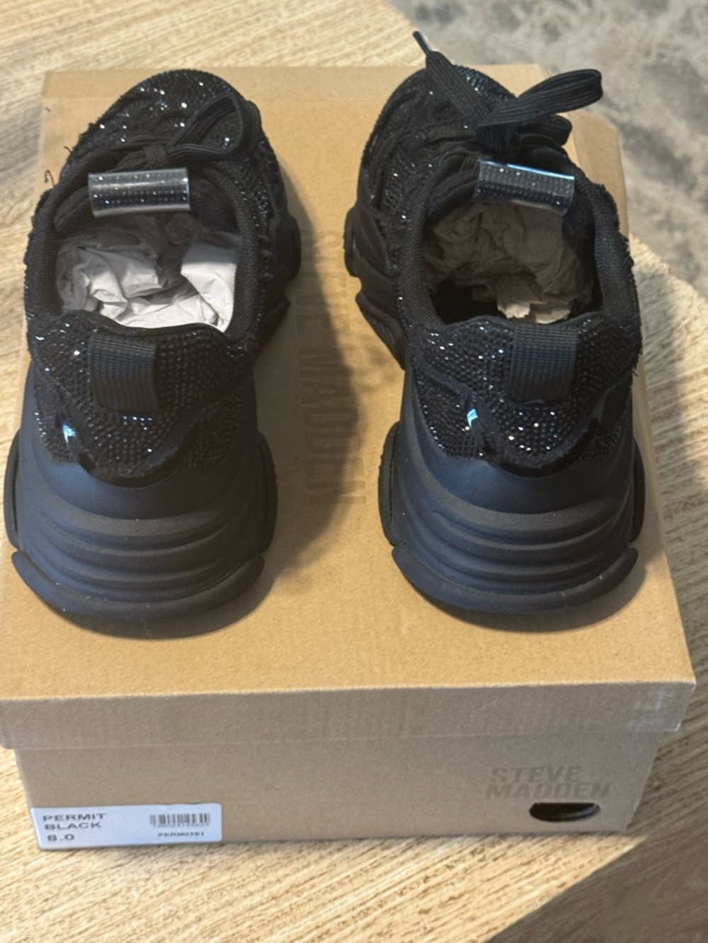 Steve Madden Maxima Black Rhinstone Sneakers - Picture 2 of 9